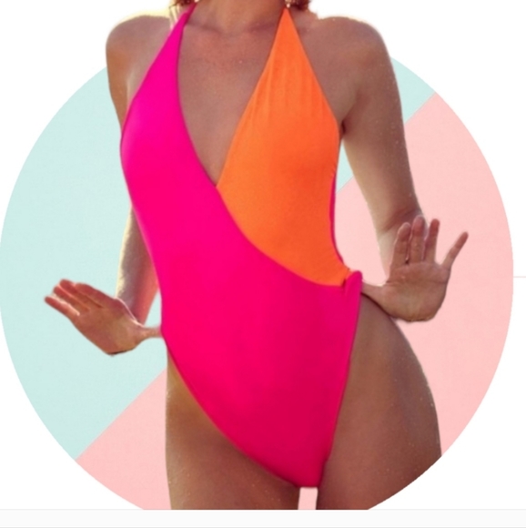 Victoria Secret Colorblock Plunge One-piece - Picture 3 of 4